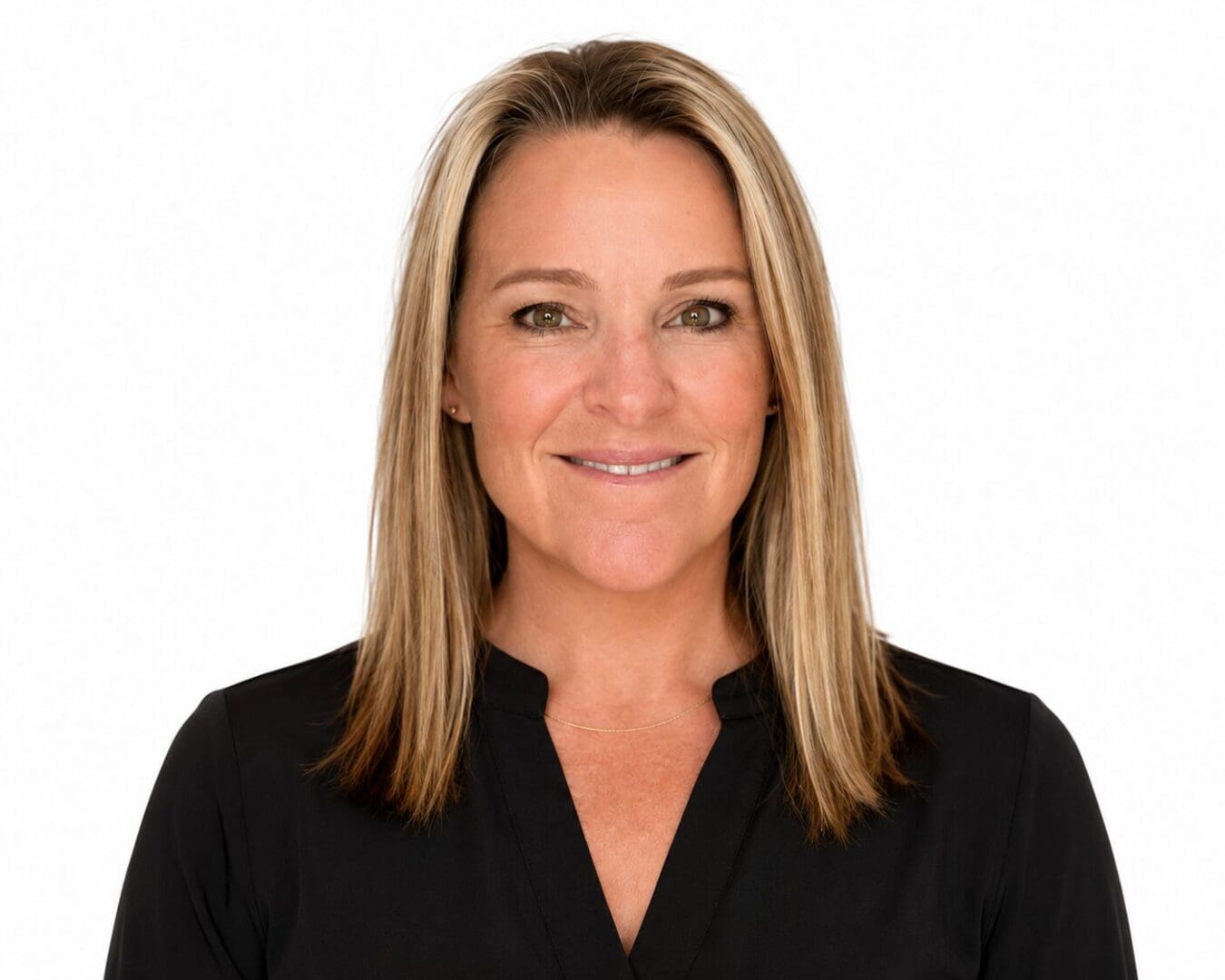 Smiling blonde woman headshot