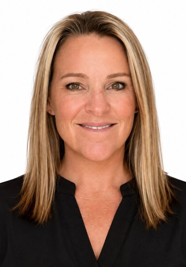 Smiling blonde woman headshot
